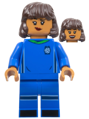 Soccer Player, Female, Blue Uniform, Medium Nougat Skin, Dark Brown Hair – ЛЕГО ИДЕИ
