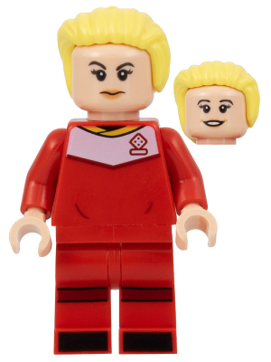 Soccer Player, Female, Red Uniform, Light Nougat Skin, Bright Light Yellow Hair Swept Back – ЛЕГО ИДЕИ