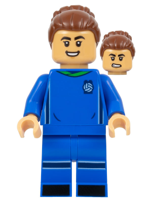 Soccer Player, Female, Blue Uniform, Medium Tan Skin, Reddish Brown Bun – ЛЕГО ИДЕИ