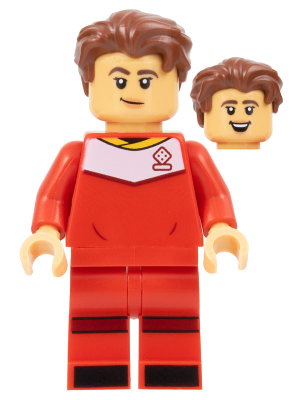 Soccer Player, Female, Red Uniform, Medium Tan Skin, Reddish Brown Wavy Hair – ЛЕГО ИДЕИ