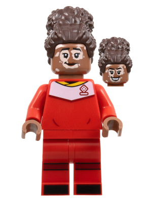 Soccer Player, Female, Red Uniform, Medium Brown Skin, Dark Brown Updo, Vitiligo – ЛЕГО ИДЕИ