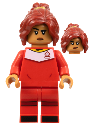 Soccer Player, Female, Red Uniform, Medium Nougat Skin, Dark Red Ponytail – ЛЕГО ИДЕИ
