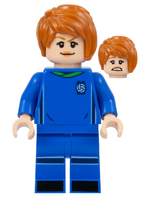 Soccer Player, Female, Blue Uniform, Light Nougat Skin, Dark Orange Side Bangs – ЛЕГО ИДЕИ