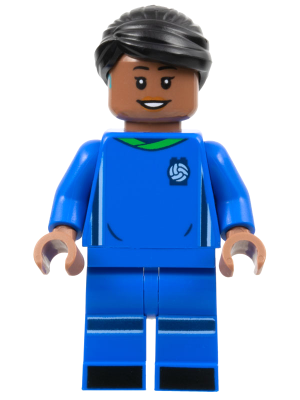 Soccer Player, Female, Blue Uniform, Medium Brown Skin, Black Hair, Hearing Aid – ЛЕГО ИДЕИ