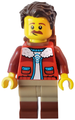 Camper - Male, Dark Brown Hair, Red Jacket, Dark Tan Legs with Reddish Brown Boots, Backpack – ЛЕГО ИДЕИ