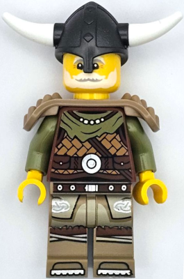 Viking Chieftain - Male, Leather Armor, Dark Tan Legs with Tunic, Pearl Dark Gray Helmet, Shoulder Armor – ЛЕГО ИДЕИ