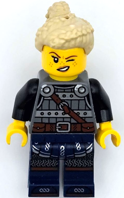 Viking Shield-Maiden - Dark Bluish Gray and Silver Armor, Dark Blue Legs with Trim, Tan Hair – ЛЕГО ИДЕИ