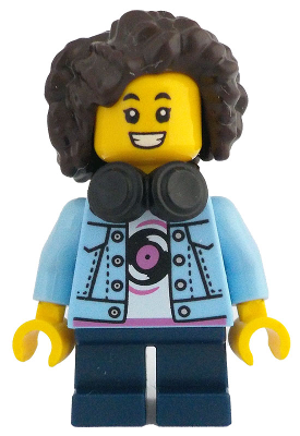 Child - Girl, Bright Light Blue Denim Jacket, Dark Blue Short Legs, Headphones, Dark Brown Hair – ЛЕГО ИДЕИ