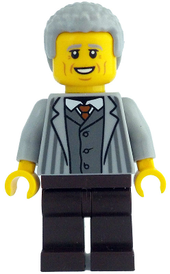 Man - Light Bluish Gray Jacket with Pinstripes, Dark Brown Legs, Light Bluish Gray Coiled Hair – ЛЕГО ИДЕИ