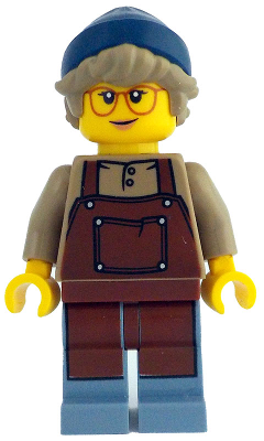 Barista - Female, Reddish Brown Apron, Dark Blue Beanie, Dark Tan Hair, Glasses – ЛЕГО ИДЕИ