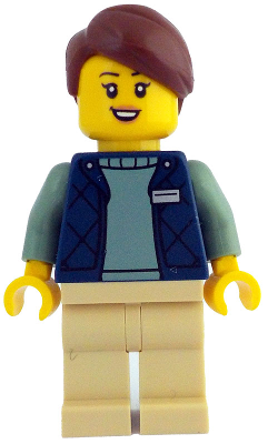 Botanical Garden Manager - Female, Dark Blue Bodywarmer over Sand Green Sweater, Tan Legs, Reddish Brown Hair – ЛЕГО ИДЕИ
