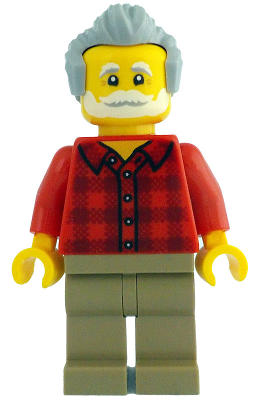 Man - Red Plaid Flannel Shirt, Dark Tan Legs, Light Bluish Gray Swept Back Hair – ЛЕГО ИДЕИ