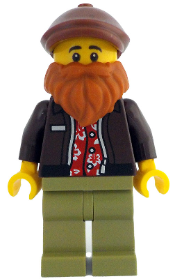 Photographer - Male, Dark Brown Jacket over Red Shirt, Olive Green Legs, Reddish Brown Cap, Dark Orange Beard – ЛЕГО ИДЕИ