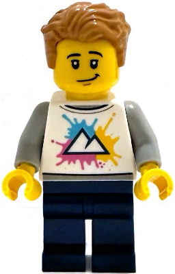 Tourist - White Shirt with Mountains Logo, Dark Blue Legs, Medium Nougat Tousled Hair – ЛЕГО ИДЕИ