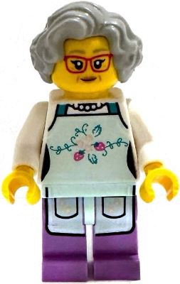Nonna / Fishmonger - Light Aqua Apron, Light Bluish Gray Wavy Hair – ЛЕГО ИДЕИ
