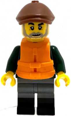 Fisher - Dark Green Open Jacket, Dark Bluish Gray Legs with Black Boots, Reddish Brown Flat Cap, Ora – ЛЕГО ИДЕИ