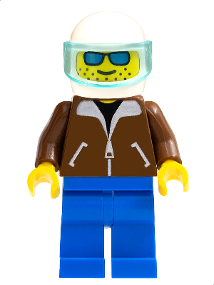 Helicopter Pilot - Brown Jacket, Blue Legs, White Helmet, Trans-Light Blue Visor – ГРАДСКИ