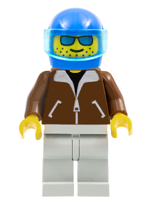 Jacket Brown - Light Gray Legs, Blue Helmet, Trans-Light Blue Visor – ГРАДСКИ