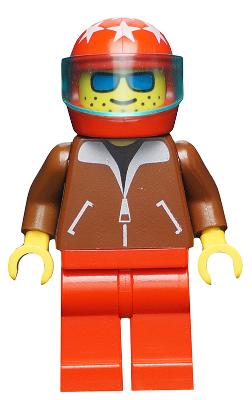 Jacket Brown - Red Legs, Red Helmet 7 White Stars, Trans-Light Blue Visor, Blue Sunglasses – ГРАДСКИ