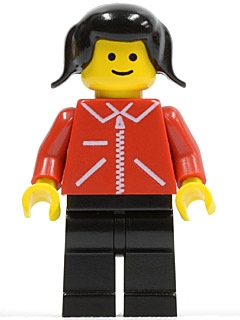 Jacket Red with Zipper - Red Arms - Black Legs, Black Pigtails Hair – ГРАДСКИ