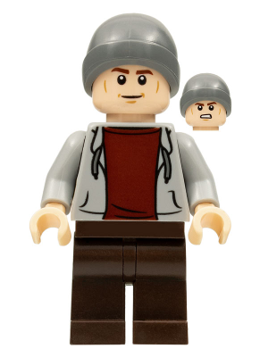 Dinosaur Market Stall Owner - Male, Light Bluish Gray Hoodie, Dark Brown Legs, Dark Bluish Gray Beanie – ДЖУРАСИК СВЯТ