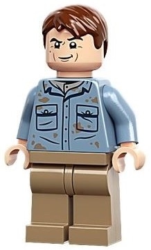 Dr. Alan Grant - Sand Blue Shirt with Pockets and Dirt Stains, Reddish Brown Hair – ДЖУРАСИК СВЯТ