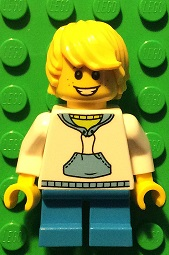 LEGOLAND Park Boy, Hooded Sweatshirt with Medium Blue Pocket and Drawstring Front, Yellow Hair – ПАРКОВЕ ЛЕГОЛАНД