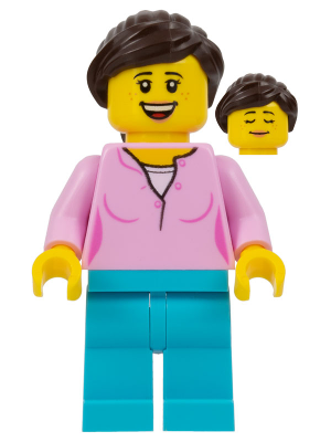 LEGOLAND Park Female with Dark Brown Ponytail, Bright Pink Shirt, Medium Azure Legs – ПАРКОВЕ ЛЕГОЛАНД