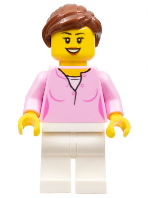 LEGOLAND Park Female with Reddish Brown Ponytail, Bright Pink Shirt, White Legs – ПАРКОВЕ ЛЕГОЛАНД