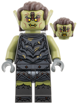Orc - Olive Green Head, Pearl Dark Gray Armor with Dirt Splotches, Dark Brown Hair, Yellow Eyes – ХОБИТ И ВЛАСТЕЛИНЪТ НА ПРЪСТЕНИТЕ