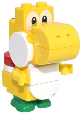 Yellow Yoshi - White Tile, Round 1 x 1 Quarter on Front – СУПЕР МАРИО