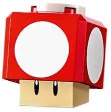Super Mushroom - Tan Hinge Brick / Blue Plate, Round 2 x 2 Interior – СУПЕР МАРИО