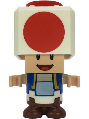 Toad - Happy, Open Mouth, Black Hinge Top Plate, Light Bluish Gray Hinge Brick and Tan 2 x 2 Plate – СУПЕР МАРИО