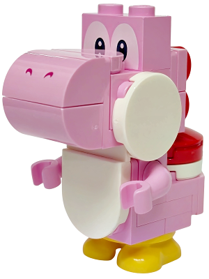 Pink Yoshi - White Tile, Round 2 x 2 Half Circle Extended on Front – СУПЕР МАРИО