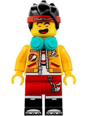 Monkie Kid - Bright Light Orange Open Jacket, Dark Turquoise Headphones, Fierce / Happy – МОНКИ КИД