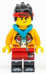 Monkie Kid - Bright Light Orange Open Jacket with Monkey Head Logo, Dark Turquoise Hood, Smirk / Angry – МОНКИ КИД