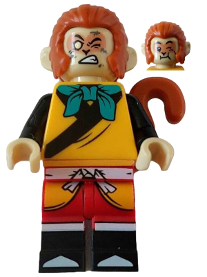 Monkey King - Bright Light Orange Robe, Dark Turquoise Bandana, Closed Left Eye – МОНКИ КИД