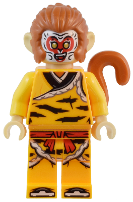 Monkey King - Bright Light Orange Robe, Black Animal Stripes, Red Sash, White Mask – МОНКИ КИД