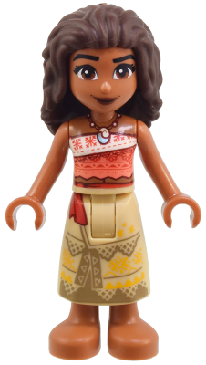 Moana (Sienna) - Mini Doll, Coral and White Strapless Top, Tan Long Skirt with Dark Tan Hems, Dark Brown Hair – ДИСНИ