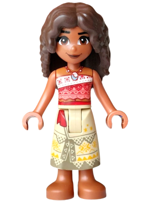 Moana (Sienna) - Mini Doll, Coral and White Strapless Top, Tan Long Skirt with Dark Tan Hems, Dark B – ДИСНИ