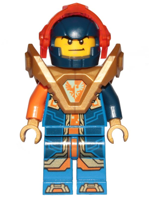 Clay Moorington - Dark Blue Helmet, Trans-Neon Orange Visor, Pearl Gold Armor – НЕКСО РИЦАРИ