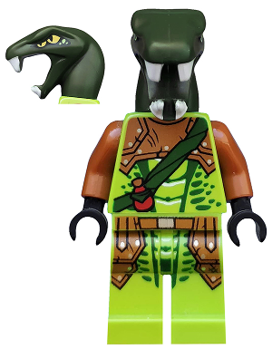 Zoltar - Serpentine Snake Warrior, Lime with Scales, Dark Orange Armor Coverings, Dark Green Strap with Red Vial – НИНДЖАГО