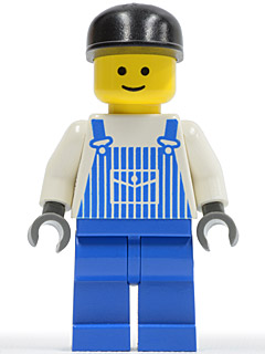 Overalls Striped Blue with Pocket, Blue Legs, Black Cap, Standard Grin – ГРАДСКИ