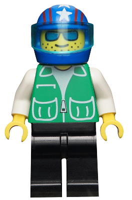 Jacket Green with 2 Large Pockets - Black Legs, Blue Helmet 4 Stars & Stripes, Trans-Light Blue Visor – ГРАДСКИ