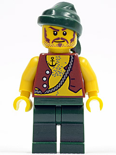 Pirate Vest and Anchor Tattoo, Dark Green Legs, Dark Green Bandana, Brown Moustache – ПИРАТИ