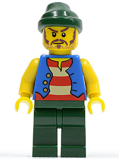 Pirate Blue Vest, Dark Green Legs, Dark Green Bandana, Long Brown Moustache – ПИРАТИ