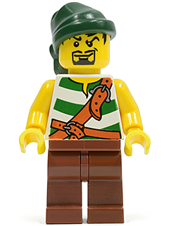 Pirate Green / White Stripes, Reddish Brown Legs, Dark Green Bandana, Goatee – ПИРАТИ