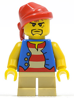 Pirate - Blue Vest, Tan Short Legs, Red Bandana, Black Goatee – ПИРАТИ