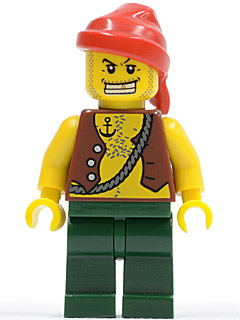 Pirate Vest and Anchor Tattoo, Dark Green Legs, Red Bandana – ПИРАТИ