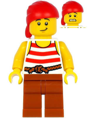 Pirate - Red Bandana, White Shirt with Red Stripes, Dark Orange Legs – ПИРАТИ